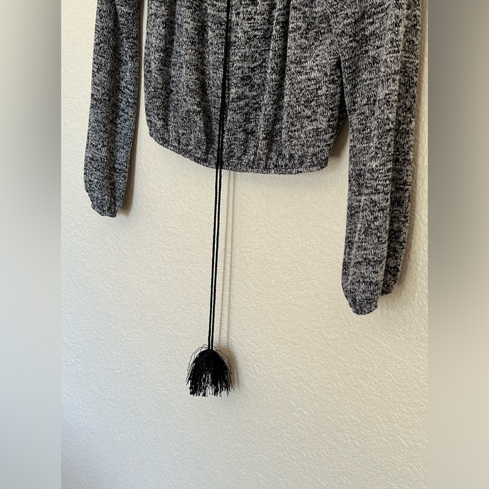 Charlotte Russe | Tassle Long-Sleeve Crop Top - Picture 2 of 6